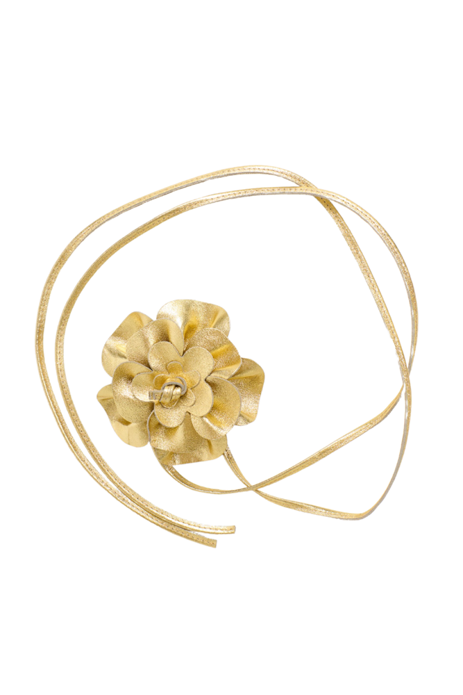 Shop Bright Gold Flower Wrap Belt - Origen Imports