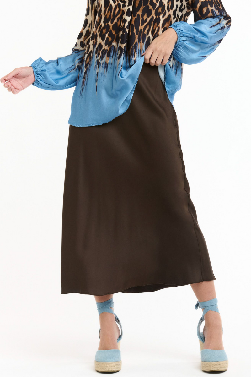 Shop Brown Bias Skirt - Origen Imports