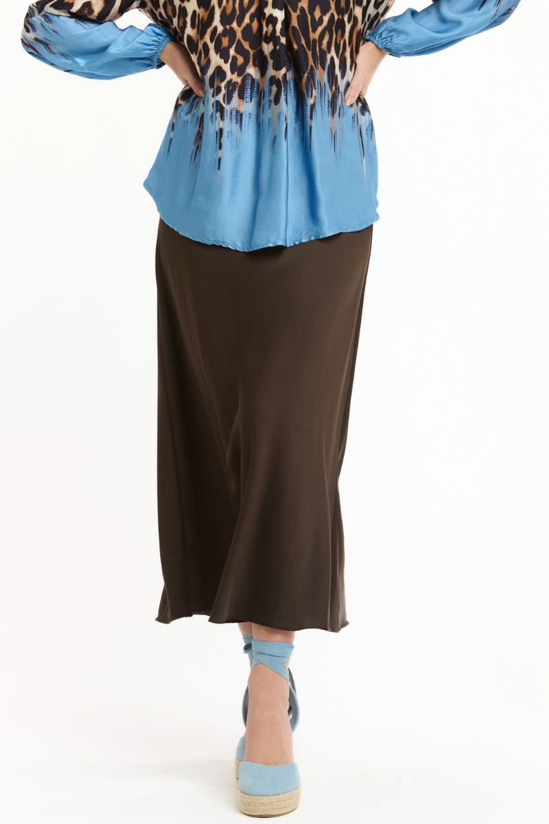 Shop Brown Bias Skirt - Origen Imports