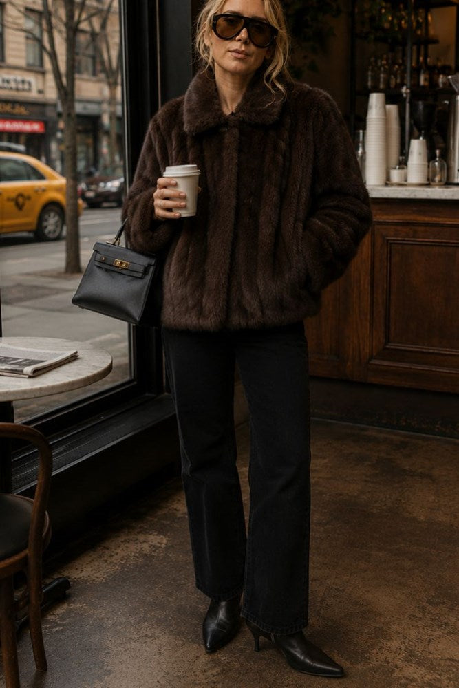 Brown Short Luna Faux Fur Coat