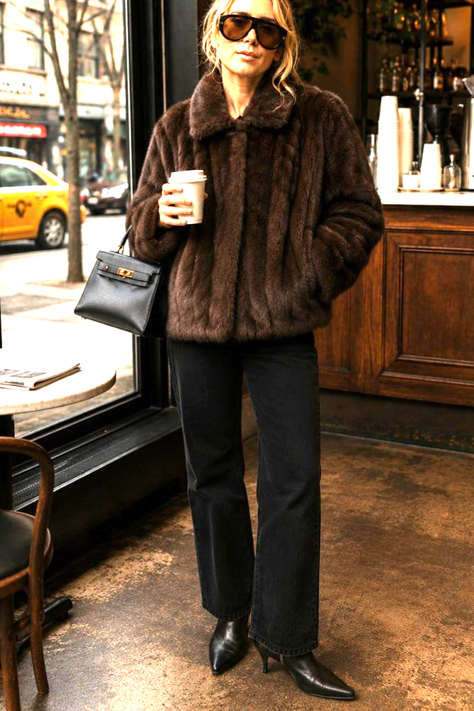 Brown Short Luna Faux Fur Coat