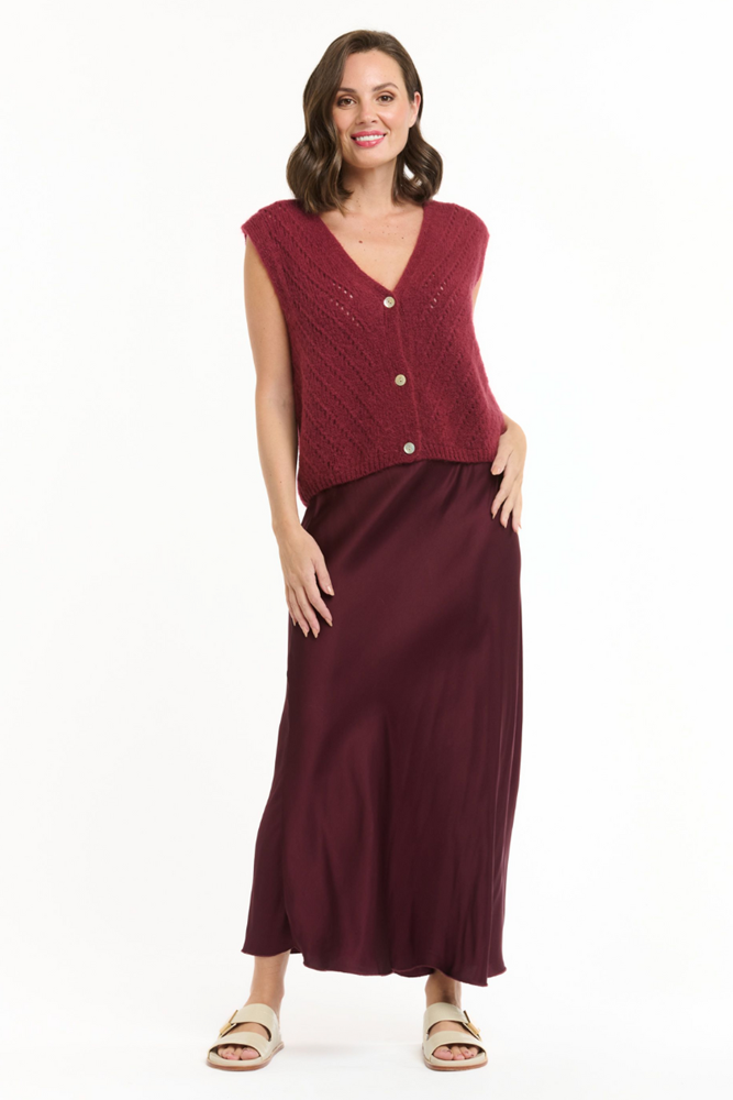 Shop Burgundy Bias Skirt - Origen Imports