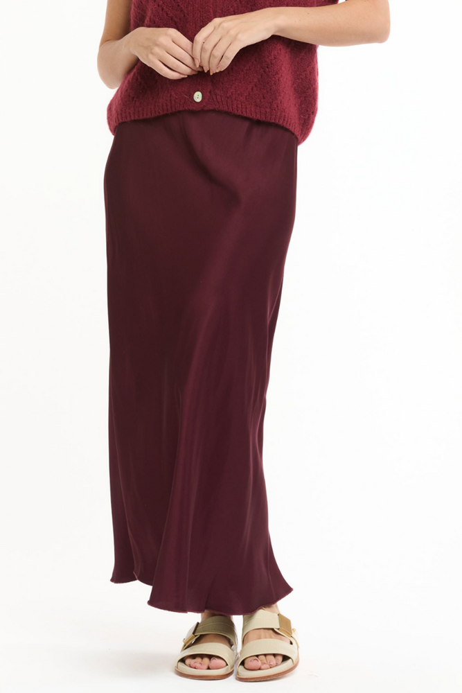 Shop Burgundy Bias Skirt - Origen Imports