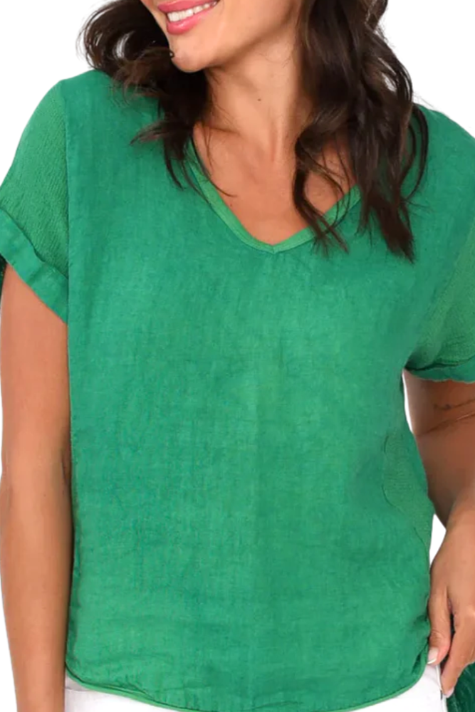Calypso V Neck Short Sleeve Top - Gucci Green