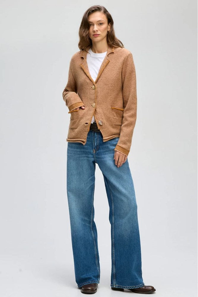 Collared Knit Cardigan by LD & CO