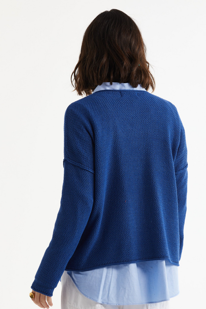 Shop Chambray Blue Birdseye Sweater LD & Co - Origen Imports
