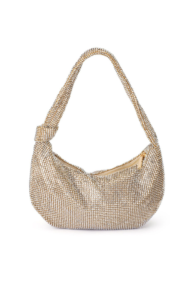 Shop Champagne Jessica Crystal Mesh Bag - Origen Imports