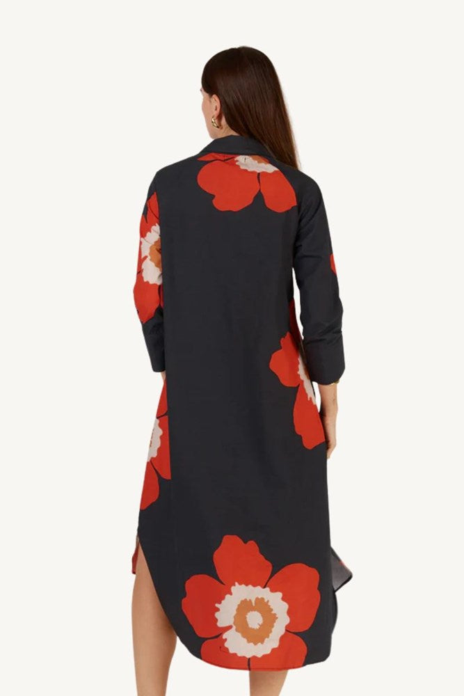 Shop Charcoal Poppy Shirt Dress By Itami - Origen Imports