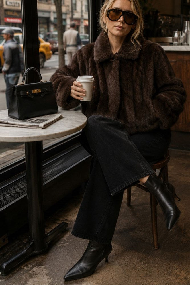 Brown Short Luna Faux Fur Coat