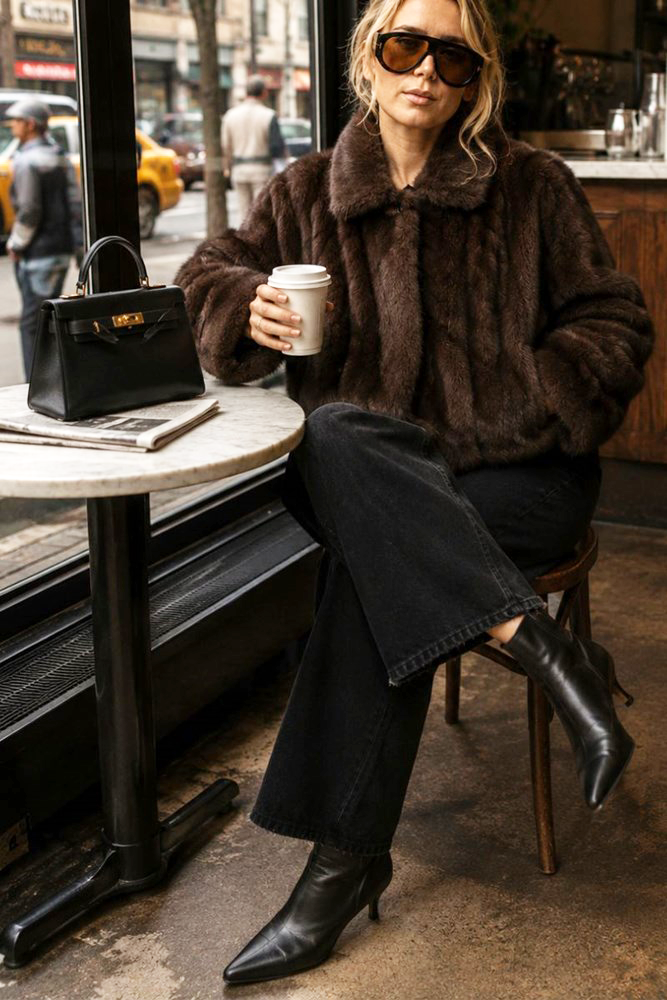 Brown Short Luna Faux Fur Coat