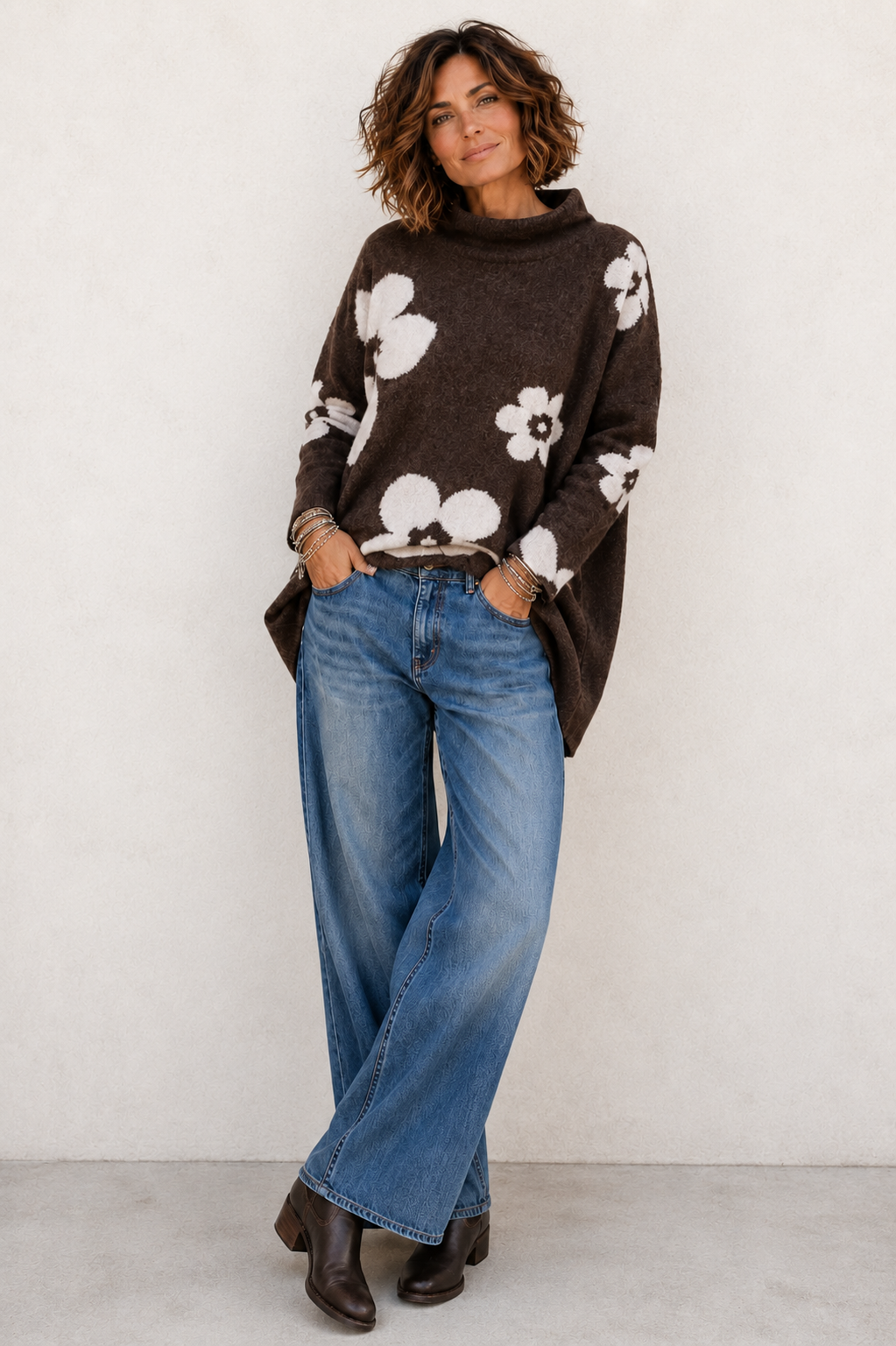 Chocolate Flower Relaxed Jumper