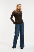 Chocolate Lace Flare Sleeve Top