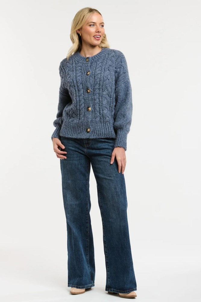 Urban Luxury Cable Knit Cardigan – Denim