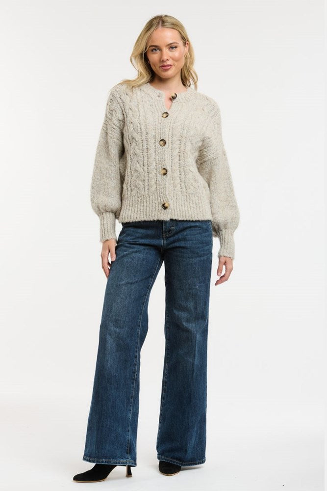 Urban Luxury Cable Knit Cardigan – Oatmeal