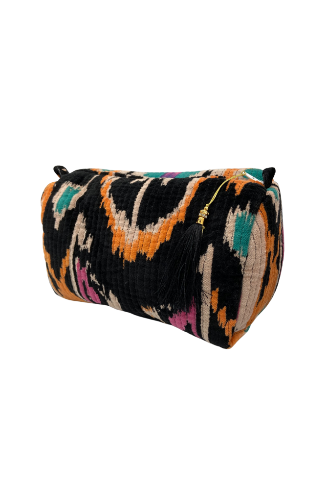 Ikat Cotton Velvet Makeup Bags -  Set of 3