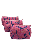 Set of 3 Cotton Quilted Makeup Bags/Pouch