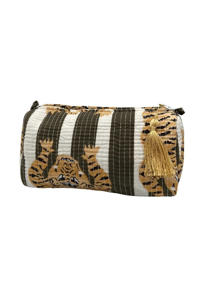 Cotton Quilted 3-Piece Travel Bag & Pouch Set – Tibetan Tiger Khaki