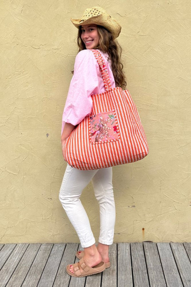 Cotton Reversible Tote Bag- Pink Floral