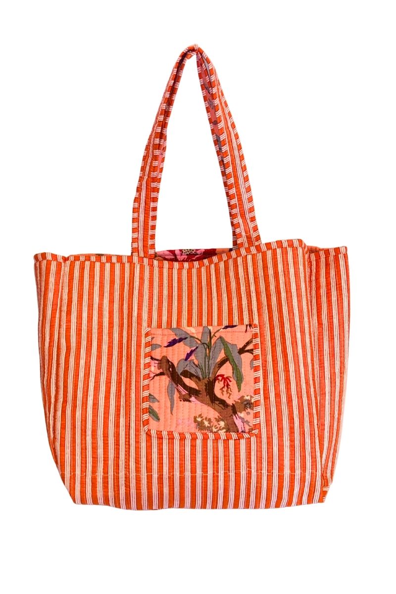 Cotton Reversible Tote Bag- Pink Floral
