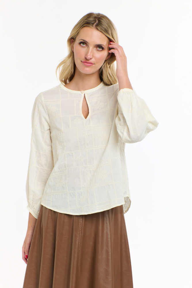 Shop Cream Meredith Stitch Top By 365 Days - Origen Imports