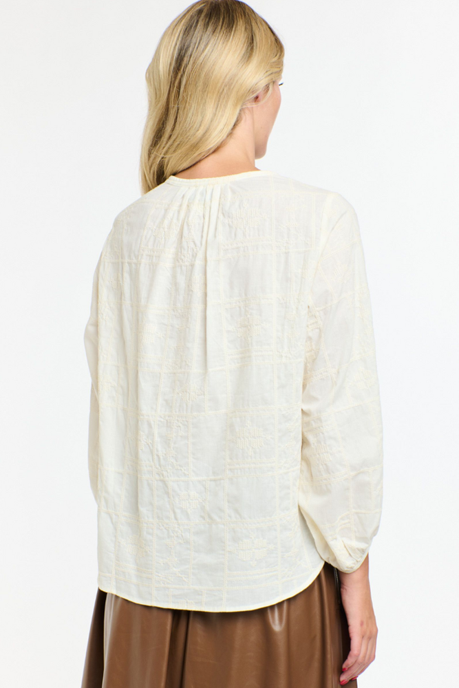 Shop Cream Meredith Stitch Top By 365 Days - Origen Imports