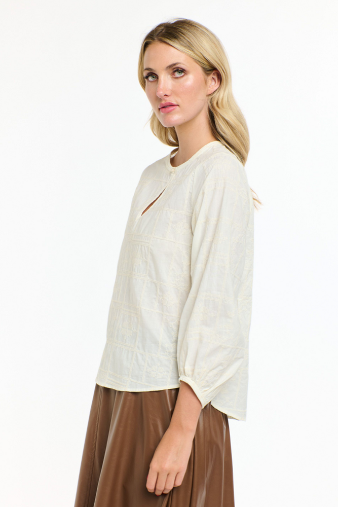 Shop Cream Meredith Stitch Top By 365 Days - Origen Imports