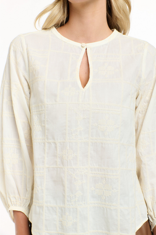 Shop Cream Meredith Stitch Top By 365 Days - Origen Imports