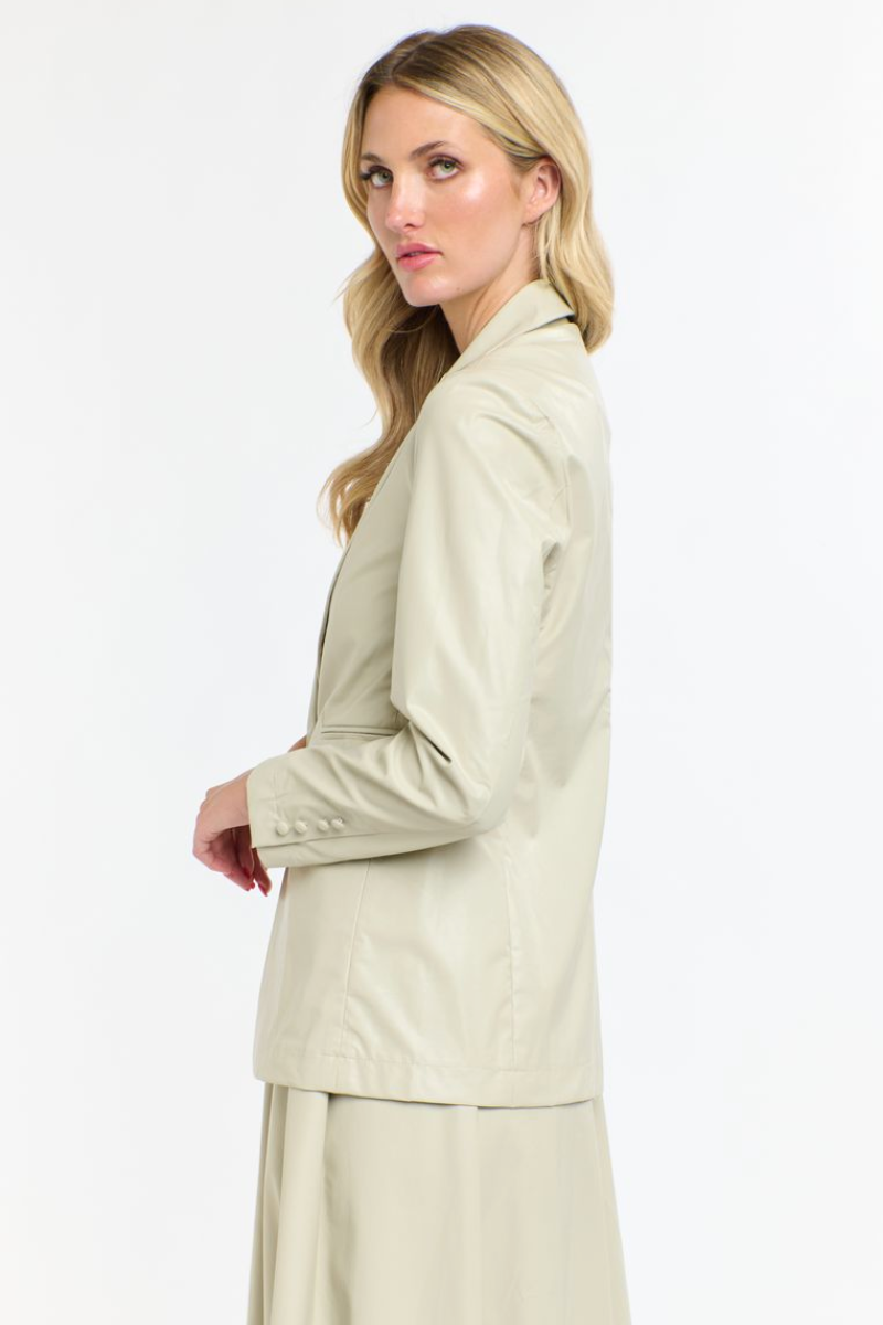 Shop Dakota Beige PU Blazer By 365 Days - Origen Imports