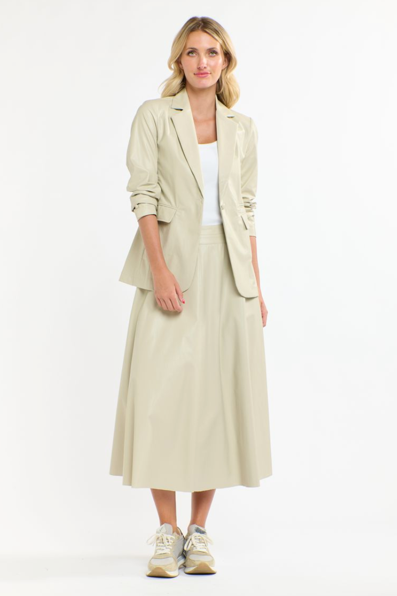 Shop Dakota Beige Pu Skirt by 365 Days - Origen Imports