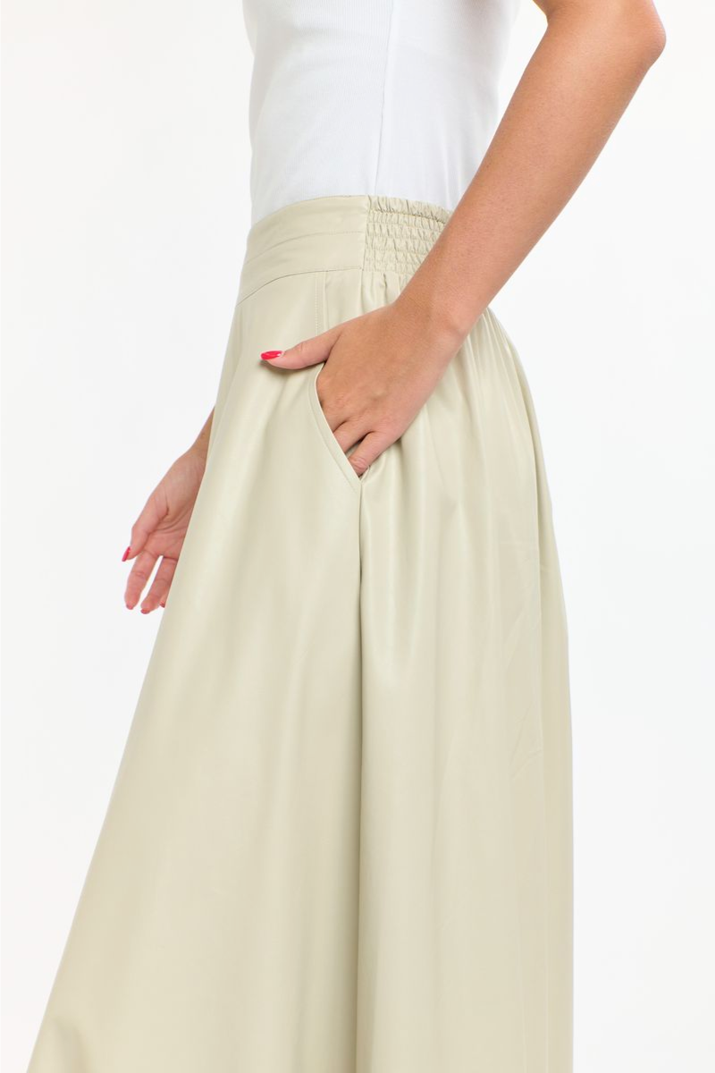 Shop Dakota Beige Pu Skirt by 365 Days - Origen Imports