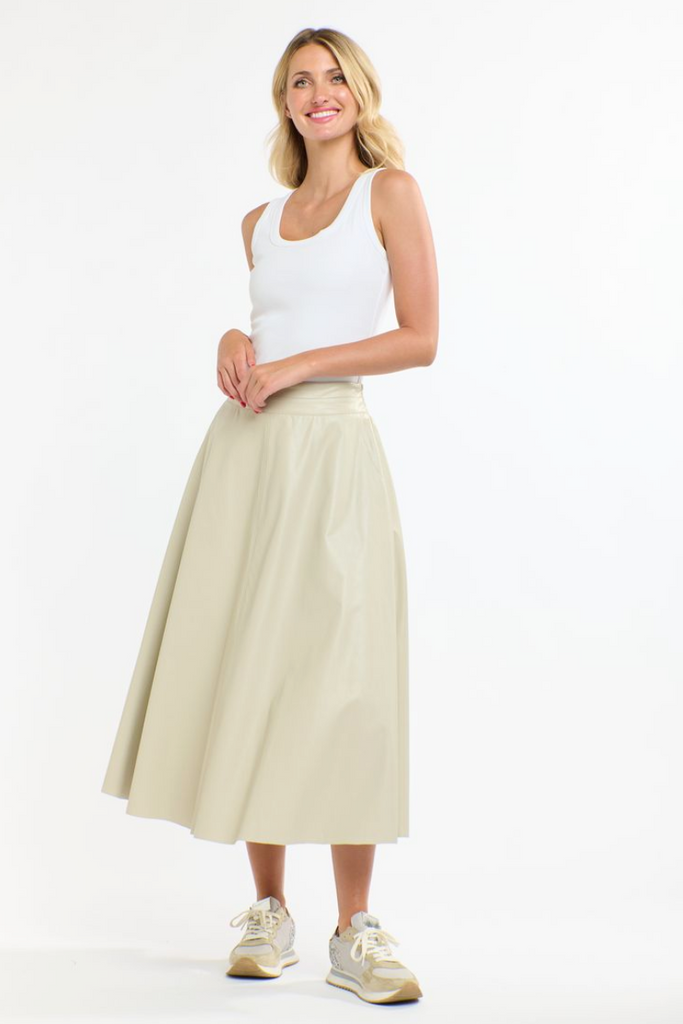 Shop Dakota Beige Pu Skirt by 365 Days - Origen Imports