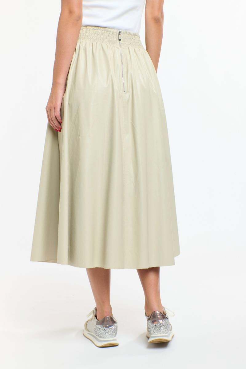 Shop Dakota Beige Pu Skirt by 365 Days - Origen Imports