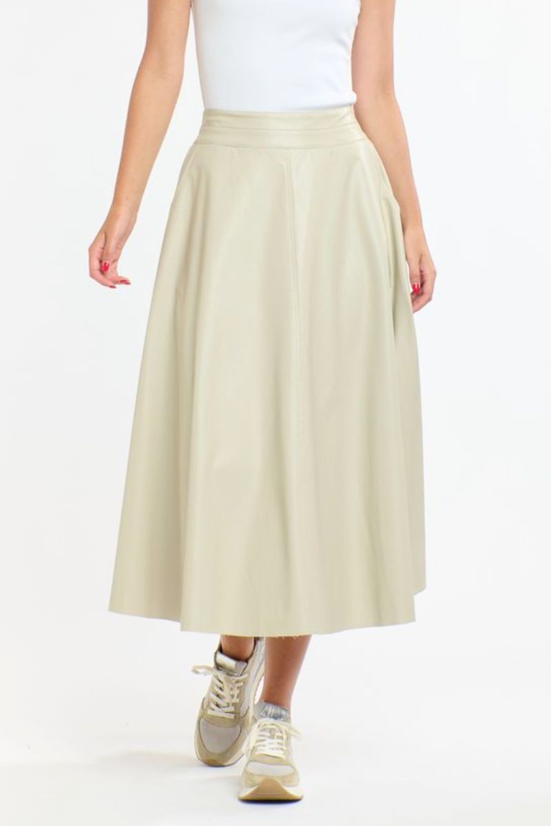 Shop Dakota Beige Pu Skirt by 365 Days - Origen Imports