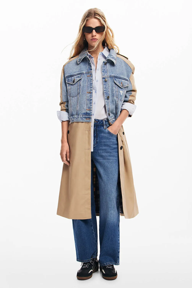 Shop Denim Mix Trench Coat by Desigual - Origen Imports