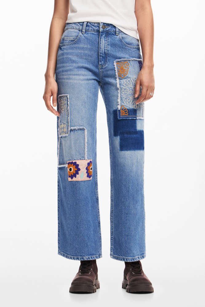 Shop Denim Patch Work Culotte Jeans By Desigual - Origen Imports