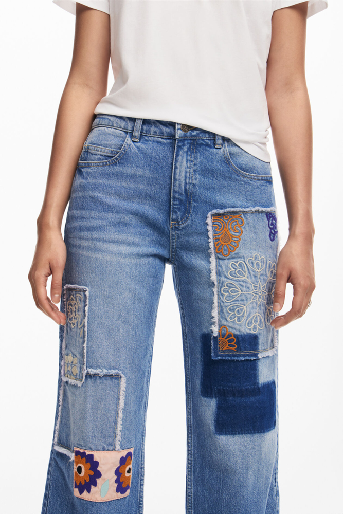 Shop Denim Patch Work Culotte Jeans By Desigual - Origen Imports