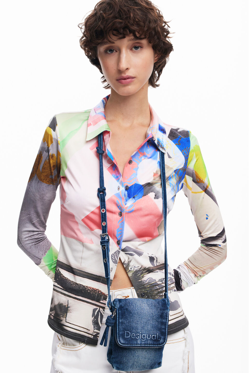 Shop Denim Phone Holder Bag By Desigual - Origen Imports