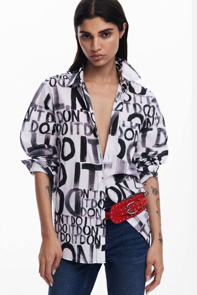 Lettering Shirt in White by Desigual