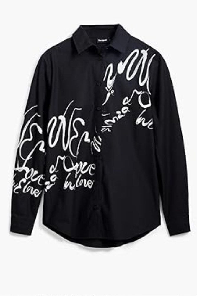 Desigual Ink Letters Arty Print Shirt – Black