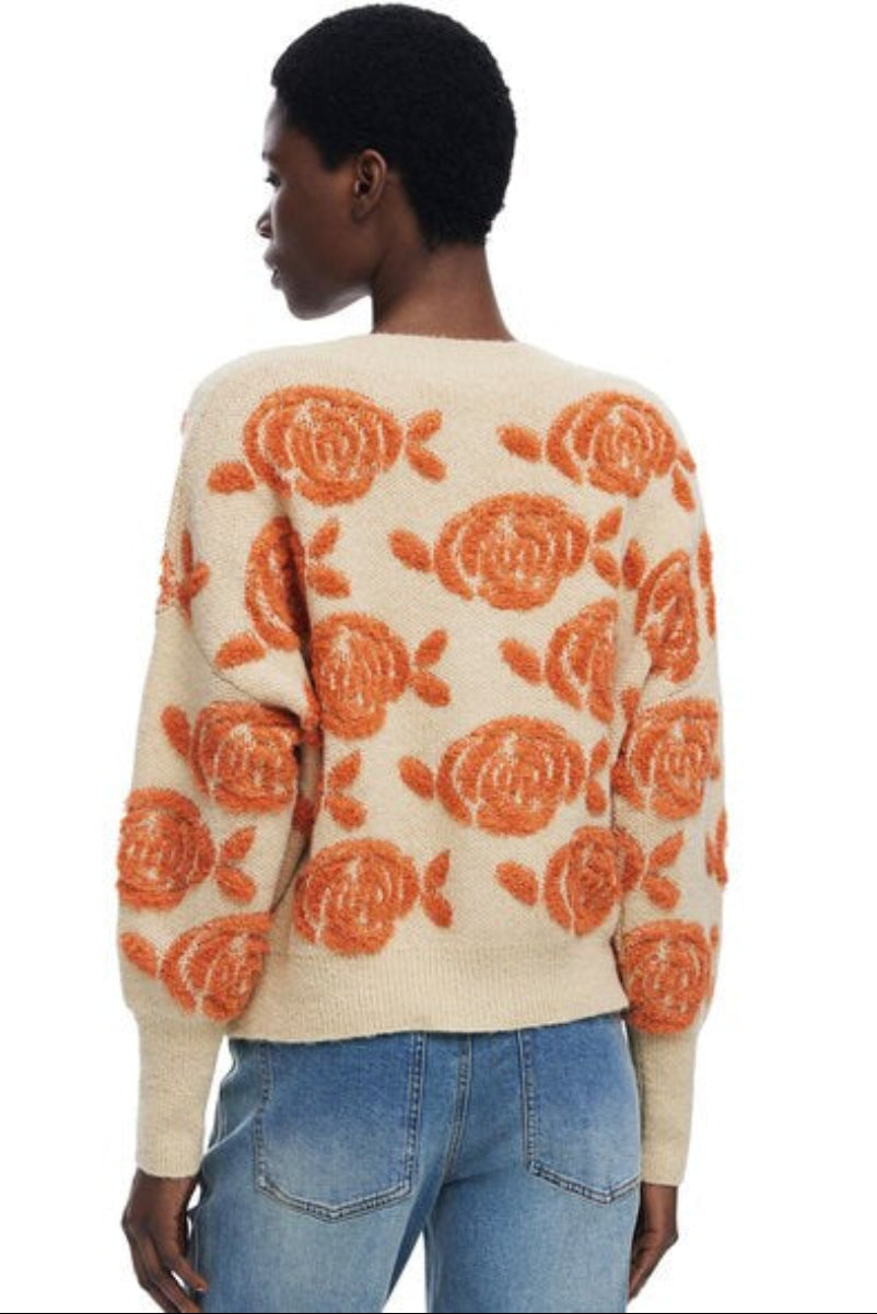 Desigual Carter Cream Jacquard Cardigan