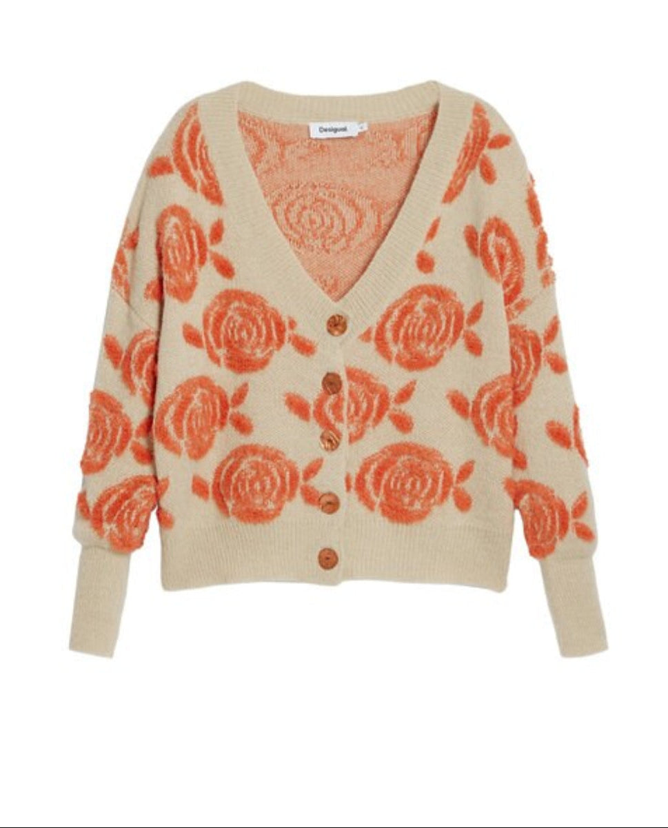 Desigual Carter Cream Jacquard Cardigan