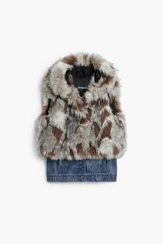 Desigual Denim Faux Fur Vest