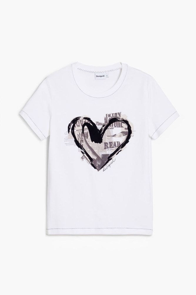 Desigual Newspaper heart T-shirt
