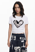 Desigual Newspaper heart T-shirt