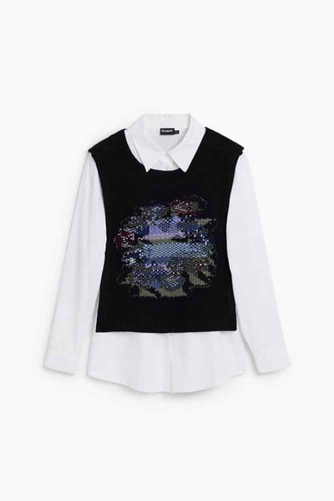 Desigual Two In One Floral Shirt in white