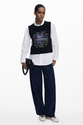 Desigual Two In One Floral Shirt in white