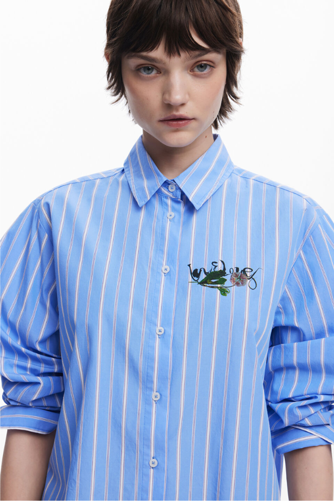 Shop Graffiti Blue Striped Shirt By Desigual - Origen Imports