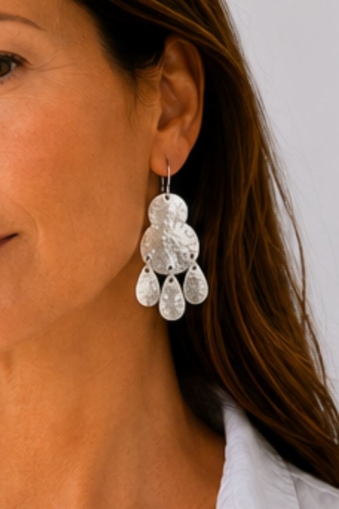 Drop Disc Earring in silver
