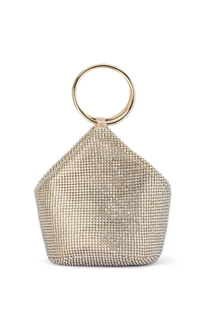 Ellie Crystal Mesh Handle Bag - Champagne by Olga Berg