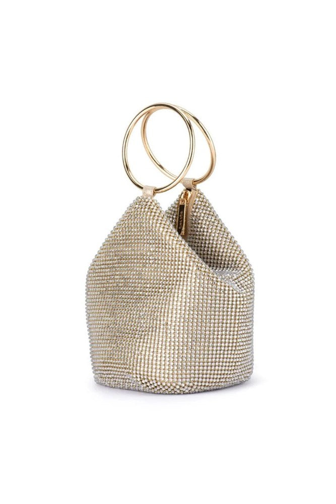 Ellie Crystal Mesh Handle Bag - Champagne by Olga Berg